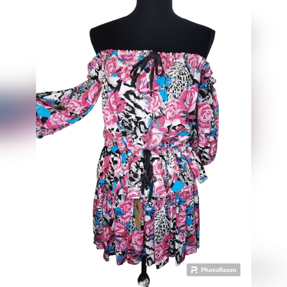 Queen the Label Floral Mumtum Skirt and Off-Shoulder Top set Size S - Picture 1 of 9